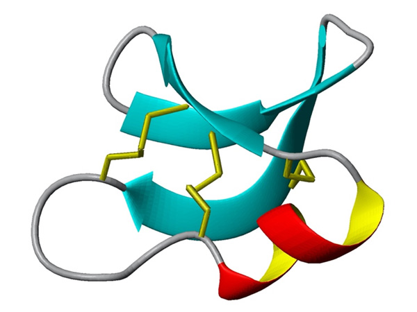 Diagram of a molecule with a structure resembling a tangled thread or knot